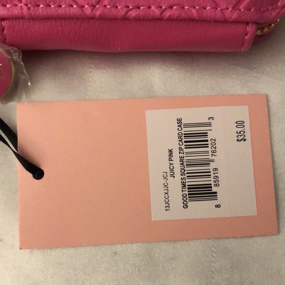 Juicy Couture Juicy Pink Good Times Square Zip Card Case Chain Wrist Strap NWT - Picture 4 of 13